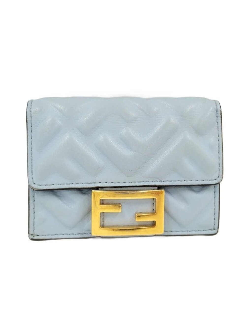 Fendi Trifold Wallet Leather Light Blue